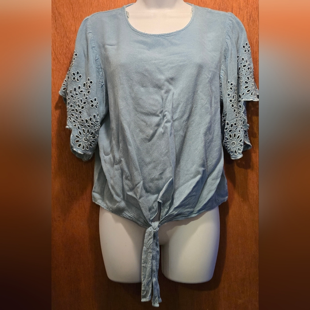 Style Envy soft jean/suede like feminine top szL/M - Picture 2 of 6